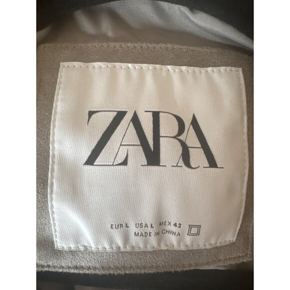 ZARA Gray Large Faux Suede Biker Jacket - Picture 5 of 16